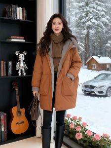 Shalldoer | Retro Loose Double-Sided Long Hooded Quilted Womens Cotton Coat