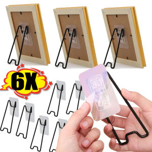 6Pcs Metal Picture Frame Stand / Self-Adhesive Photo Frame Bracket Stickers / Table Top Easel / Sticky Back Metal Photo Frame Stand