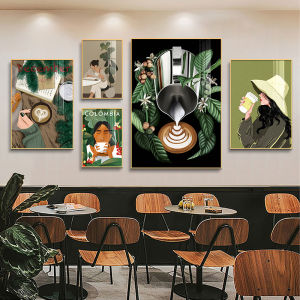 Modern Simplicity Coffee Shop Decorative Painting Restaurant Wall Art Cafe Background Picture Frame Ceramic Crystal Material