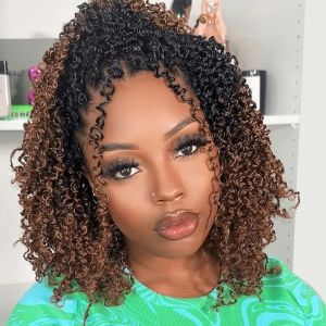 Tóc Móc Len Yanky Twist 8 Inch Đã Được Tạo Sẵn Vòng Màu Nâu Ombre Tổng Hợp Đuôi Xoăn Dành Cho Phụ Nữ Da Đen Gói 30 Sợi