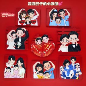 Magnezie Kỷ Niệm Đám Cưới Sáng Tạo Trang Trí Nhà 3D Tấm Lật Hình Ảnh Gia Đình Tấm Lật Tủ Lạnh Tấm Lật Trang Trí Nhà