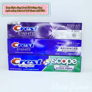 Kem Đánh Răng Crest 3D Làm Trắng Răng Sạch Mảng Bám Hơi Thở Thơm Mát Chính Hãng USA
