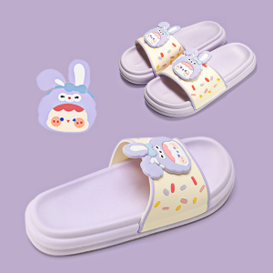 Cute Childrens Slippers Girls Bath Slippers Summer Outdoor Indoor Home Bath Anti-slip Cool Slippers for Kids PVC Material