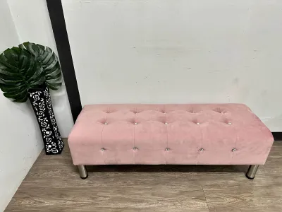 VC SILVER LEG BENCH CHAIR 4F VELVET POCKET LONG STOOL OTTOMAN SOFA