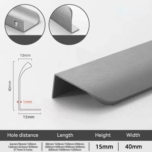 Hidden Arc Handles Kitchen Cabinet Edge Finger Pulls Drawer Knobs Aluminum Alloy Furniture Handles Cupboard Wardrobe Long Pulls