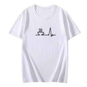 KAOS DISTRO LENGAN PENDEK PRIA KAOS PRIA DETAK JANTUNG NGOPI BAJU KAOS COWO DEWASA
