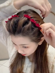 MallMainan-C1383 Jepitan Rambut Wanita Model Kepang Ala Korea Style Jepit Rambut Poni Velvet Hair