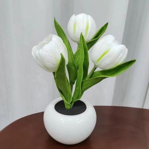 LED Tulip Night Light Bedroom Room Atmosphere Lamp Bouquet Anti-light Table Lamp Birthday Gift for Men And Women