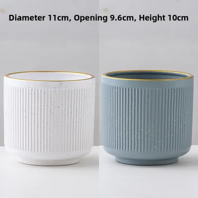 Nordic Minimalist Ceramic Plant Pots with Tray for Butterfly Orchid Succulent Green Plants Flower Vase Garden Outdoor Decor