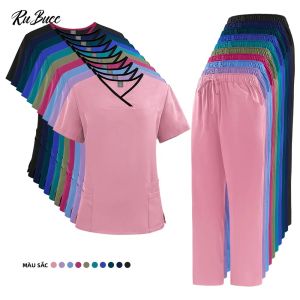 Bộ Đồ Y Tế Nữ Bác Sĩ Thú Y Áo Ngắn Tay Và Quần Nhiều Màu Đồng Phục Phẫu Thuật Y Tế Chất Liệu Pha Polyester Và Spandex