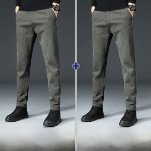 ROMON | Romon Mens Casual Pants Slim Fit Business Suit Black Elastic Long Trousers Spring Autumn Fashion Urban Style Cotton Polyester Blend