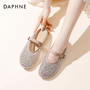 Daphne | Buckle Strap Hollow Summer Slippers Crystallized Demi-Plimsolls