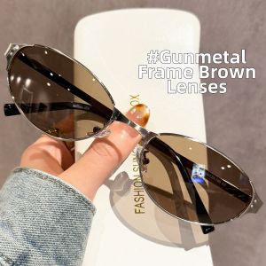 Schever | Tea-colored Retro Narrow-frame Sunglasses UV400 Protection