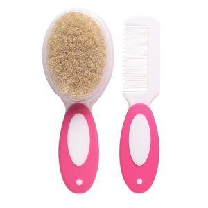 ผลิตภัณฑ์หวีเด็กทารก แปรงขนแกะแท้100% ขนแปรงอ่อนนุ่ม หวีเด็กเล็ก สุขภาพสูง เซ็ต2ชิ้น