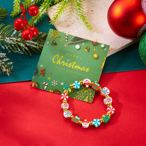 Santa Claus Elk Christmas Tree Snowflake Soft Ceramic Bracelet For Women Fashion Jewelry Holiday Festival Gift