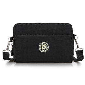 กระเป๋าสะพายข้างผ้าไนลอนสไตล์เกาหลีสำหรับผู้หญิง สไตล์ลำลอง กระเป๋าใส่โทรศัพท์มือถือ กระเป๋าสะพายไหล่เดี่ยว ปิดด้วยซิป กระเป๋าผ้าอ็อกซ์ฟอร์ด