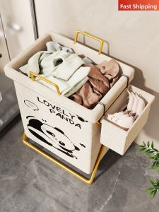 Collapsible Lidded Linen Basket for Home