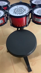 Bansid Children Kids Jazz Drum Set Musical Educational Instrument Toy 5 Drums Small Stool for Boys Girls