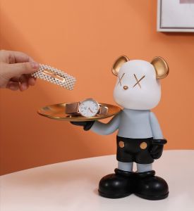 C8020 พร้อมส่ง ส่งเร็ว ส่งไว จากกทม. ของขวัญ ของแต่งบ้าน ตุ๊กตาหมี เรซิ่นพร้อมถาดวาง จากดีไซน์เนอร์ชื่อดัง ที่วางกุญแจ