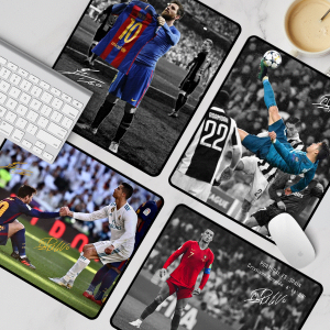 Football Series Mouse Pad Messi Cristiano Ronaldo Desk Pad Thickened Overlock Student Soccer Fan Gift Office Keyboard Rubber Mat