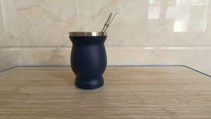 8oz Yerba Mate Cup Set Double-Wall 304 Stainless Steel Mate Tea Gourd with Bombillas Cup Argentine Home