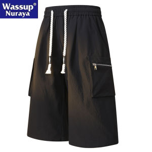 Wassup Nuraya Trendy Brand Loose Fit Ice Silk Workwear Seven-Foot Pants Summer New Style Mens Sport Casual Straight Shorts