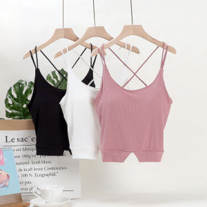 Áo Ba Lỗ Modal Cross Back Bandeau Cup Áo Vest Nữ Ngắn Hở Bụng Đa Năng Ôm Vừa Vặn Mùa Hè 2019 Áo Ba Lỗ Không Dây
