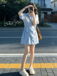 NIUVIES | Womens Short Sleeve Summer Shirt Dress for Petite Figure