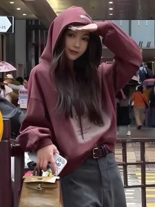 American Style Short Hoodie Womens Spring Autumn 2024 New Popular Small Size High End Loose Top Commute Casual Long Sleeve