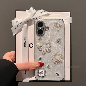 Luxurious Pearl Rose Design Phone Case for  16ProMax 15Pro 14Pro 13Mini 12Pro Womens Style Protective Silicone Shell