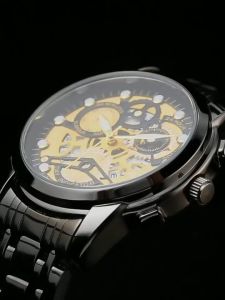 HAMURA COD J6 Jam Tangan Pria Anti Air Luxury Stainless Steel Desain Berongga Ukiran Jam Tangan Pria Desain Kerangka Mewah Jam Tangan Pria Tahan Air Tahan Gores Kuarsa Stainless Steel