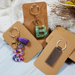 50/100Pcs Earring Necklace Keychain Display Card Blank Kraft Paper with Self Sealing Bags for Shop