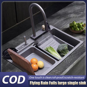 Kitchen Sink SUS 304 Stainless Steel 3.0MM Thickness High Quality Home Sink With Waterfall Faucet