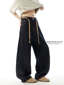 NANSSE | Quần Jeans Nam American Vintage Denim Thêu Nổi Dạng Nghiêng
