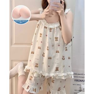 JIFANPAUL | Đồ Nhà Bằng Cotton Có Chấm Bi Dễ Thương có Đệm