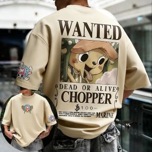 Bandai | ONE PIECE Anime Chopper Joint Cotton T-shirt 2026 Summer New Mens and Womens Loose Casual Street Hip Hop Short Sleeved Top