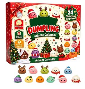 NeeDoh | 2026 New Christmas Dumpling Squishies Advent Calendar 24 Days Countdown,Happy Stress Relief Blind Box Surprises Christmas Gifts.