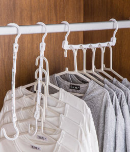 Homenhome 3 Chiếc Móc Treo Thần Kỳ Giá Để Đồ Chống Trượt Chống Gió Năm Lỗ Móc Treo Tủ Quần Áo Tiết Kiệm Không Gian Móc Quần Áo