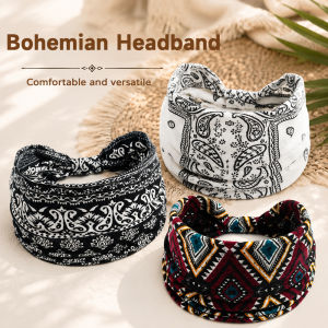 Bohemian Wide Headband Women Men Retro Floral Ethnic Stretch Hair Band Fashion Hair Accessory⚡PH deliveryIn stock⚡