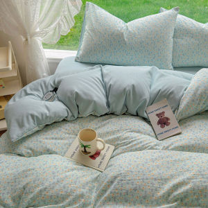  Korean Style Water Washed Cotton Floral Bedding Set 4pcs/3pcs Student Country Style Bed Sheet Quilt Cover Blanket