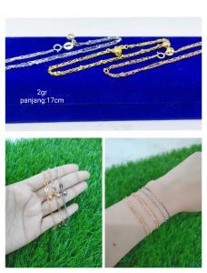 GELANG RANTAI JEDAR KOMBINASI MINI PAPER CLIP +1 BEL /GELANG PERAK SILVER 925 LAPIS EMAS/ GELANG FASHION WANITA TERBARU