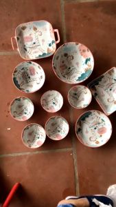 Bộ Bát Đĩa Gốm Sứ Decor Bát Ăn Cơm Bát Ăn Chè Chén Dĩa Dễ Thương Bộ Bát Đĩa Huơu Hồng xinh yêu dễ thương