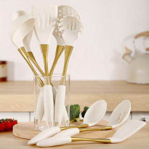 Silicone Heat-Resistant Cooking Utensils Stainless Steel Plated Handle