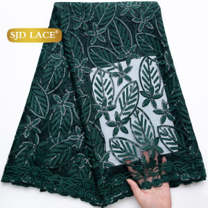 SJD LACE 5Yards Mesh Milk Silk Lace Fabrics 2025 High Quality African Nigerian French Tulle Net Lace for Women Party Dress 4465