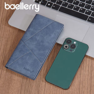 Mens Long RFID Anti-Theft Frosted Wallet Multiple Card Slots Cash Coin Purse Retro Style Business Suit Bag Zipper Closure