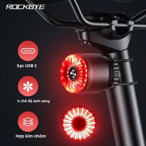 Đèn Phanh Cảm Biến Thông Minh Có Thể Sạc Lại Rockbye Type-C Cho Xe Đạp Đường Trường MTB Đèn Hậu Xe Đạp Thông Minh Có Cảm Biến Chất Liệu ABS IPX5 Chống Nước