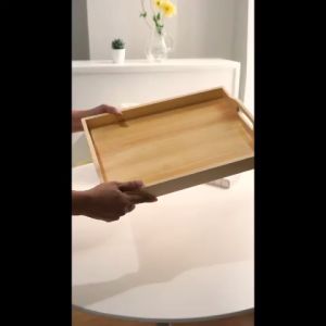 Nampan Kayu Kotak Pinus Estetik Handle Melengkung/Wooden Tray/Baki Hantaran Seserahan Tatakan Kayu Aesthetic