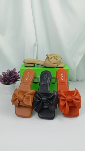 OXXO รองเท้าแตะหญิง รองเท้าแตะแบรนด์ รองเท้าแตะเกาหลี Slippers หนัง Pu แบบสวมใส่สบาย รองเท้าแฟชั่น ส้นสูง2cm SK2039