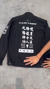 JACKET JEANS PRIA DAN WANITA TERBARU HITAM PEKAT PRINTING