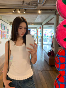 Slim Fit Womens Vest Summer New Style Cannon Hello Leaf Edge Design Sense Charming Top Regenerative Cellulose Fiber Cotton